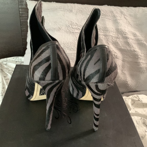 Alejandro Ingelmo zerbra pony hair 3 collar bootie 38.5 NIB - Picture 2 of 6